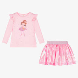 Caramelo Kids-Girls Pink Ballerina Shimmer Skirt Set | Childrensalon Outlet