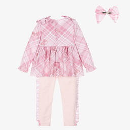 Caramelo Kids-Girls Pink Cotton Check Leggings Set | Childrensalon Outlet
