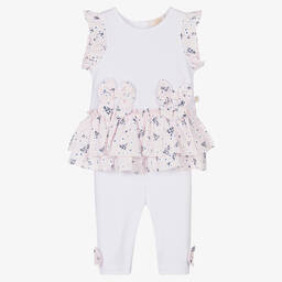 Caramelo Kids-Girls Pink Cotton Leggings Set | Childrensalon Outlet