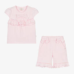 Caramelo Kids-Girls Pink Cotton Sequin Shorts Set | Childrensalon Outlet