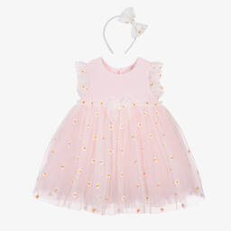Caramelo Kids-Girls Pink Embroidered Tulle Dress Set | Childrensalon Outlet