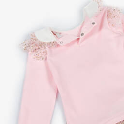 كاراميلو كيدز -Girls Pink Jersey & Tulle Leggings Set with Gold Dots | Childrensalon Outlet