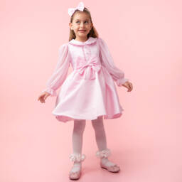 Caramelo Kids-طقم فستان ساتان لون زهري | Childrensalon Outlet