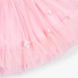 كاراميلو كيدز -Girls Pink Satin & Tulle Dress with Flowers | Childrensalon Outlet