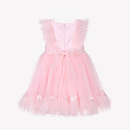 كاراميلو كيدز -Girls Pink Satin & Tulle Dress with Flowers | Childrensalon Outlet