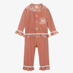 Caramelo Kids-Girls Pink Velour Pyjamas  | Childrensalon Outlet