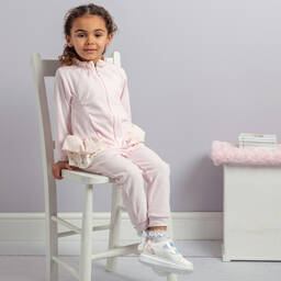 كاراميلو كيدز -بدلة رياضية قطن قطيفة لون زهري للبنات | Childrensalon Outlet