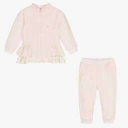 كاراميلو كيدز -بدلة رياضية قطن قطيفة لون زهري للبنات | Childrensalon Outlet