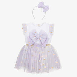 Caramelo Kids-Girls Purple Daisy Tulle Skirt Set | Childrensalon Outlet