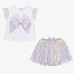 Caramelo Kids-Girls Purple Daisy Tulle Skirt Set | Childrensalon Outlet