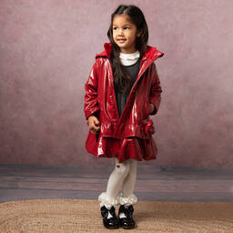 Caramelo Kids-Girls Red Bow Raincoat  | Childrensalon Outlet