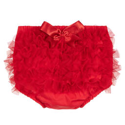 Caramelo Kids-Girls Red Cotton Frill Bloomer Shorts | Childrensalon Outlet