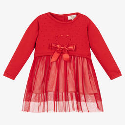 Caramelo Kids-Girls Red Cotton & Tulle Dress | Childrensalon Outlet