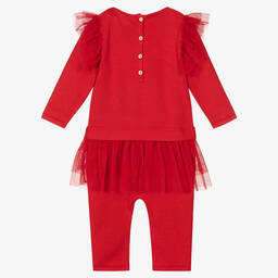 Caramelo Kids-Красный ромпер из хлопка и тюля | Childrensalon Outlet