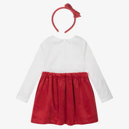 Caramelo Kids-Кремово-красный комплект с юбкой из бархата | Childrensalon Outlet