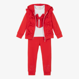 Caramelo Kids-Girls Scarlet Cotton Tracksuit Trio | Childrensalon Outlet