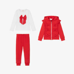 Caramelo Kids-Girls Scarlet Cotton Tracksuit Trio | Childrensalon Outlet