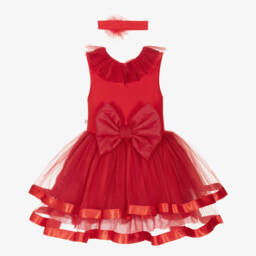 Caramelo Kids-فستان حفلات تول قرمزي للبنات | Childrensalon Outlet