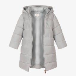 Caramelo Kids-Girls Silver Bow Quilted Jacket | Childrensalon Outlet