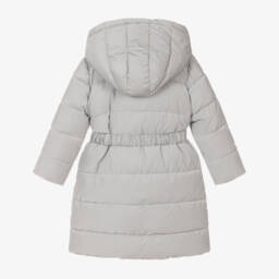 Caramelo Kids-Girls Silver Bow Quilted Jacket | Childrensalon Outlet