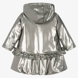 Caramelo Kids-Girls Silver Shimmer Bows Hooded Coat | Childrensalon Outlet