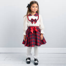 Caramelo Kids-Girls Tartan Skirt Ensemble | Childrensalon Outlet