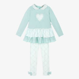 Caramelo Kids-Girls Teal Blue Cotton Leggings Set | Childrensalon Outlet