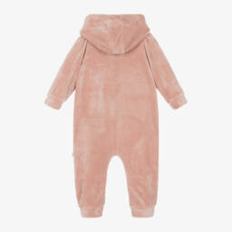 Caramelo Kids-Girls Velour Pink Bow Romper | Childrensalon Outlet