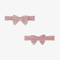 Caramelo Kids-Girls Velvet Bow Dress in Pink | Childrensalon Outlet