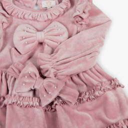 Caramelo Kids-Girls Velvet Bow Dress in Pink | Childrensalon Outlet