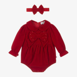 Caramelo Kids-Girls Velvet Bow Shortie Set | Childrensalon Outlet