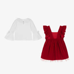 Caramelo Kids-Girls Velvet Pinafore Dress Ensemble | Childrensalon Outlet
