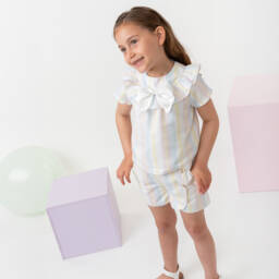 Caramelo Kids-Girls Vibrant Rainbow Striped Ensemble | Childrensalon Outlet