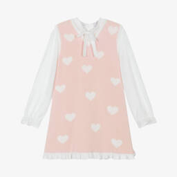 Caramelo Kids-طقم بلوزة وفستان محبوك لون أبيض وزهري | Childrensalon Outlet