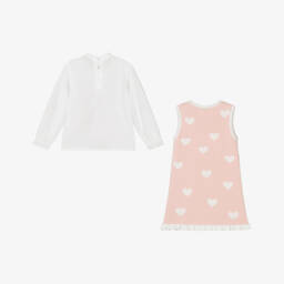Caramelo Kids-طقم بلوزة وفستان محبوك لون أبيض وزهري | Childrensalon Outlet