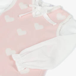 Caramelo Kids-طقم بلوزة وفستان محبوك لون أبيض وزهري | Childrensalon Outlet