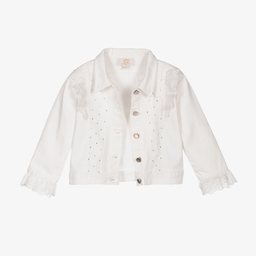 Caramelo Kids-Girls White Diamanté Jacket | Childrensalon Outlet