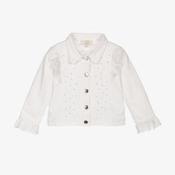 Caramelo Kids-Girls White Diamanté Jacket | Childrensalon Outlet