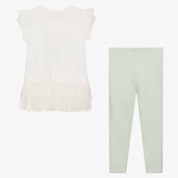 Caramelo Kids-Girls White & Green Mermaid Leggings Set | Childrensalon Outlet