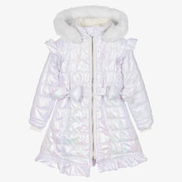 Caramelo Kids-Girls White Hooded Coat | Childrensalon Outlet