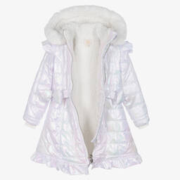 Caramelo Kids-Girls White Hooded Coat | Childrensalon Outlet