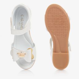 كاراميلو كيدز -صندل جلد صناعي لامع لون أبيض للبنات | Childrensalon Outlet