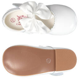 كاراميلو كيدز -حذاء جلد لامع لون أبيض للبنات | Childrensalon Outlet