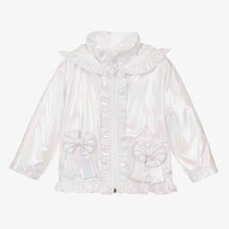 Caramelo Kids-Girls White Pearlescent Coat | Childrensalon Outlet