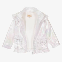 Caramelo Kids-Girls White Pearlescent Coat | Childrensalon Outlet