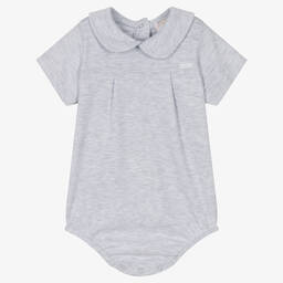 Caramelo Kids-Grey Collared Jersey Bodysuit | Childrensalon Outlet