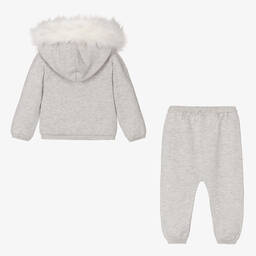Caramelo Kids-Grey Cotton Knit Trousers Set | Childrensalon Outlet