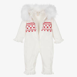 Caramelo Kids-Кремовый вязаный комбинезон для коляски с сердечками | Childrensalon Outlet