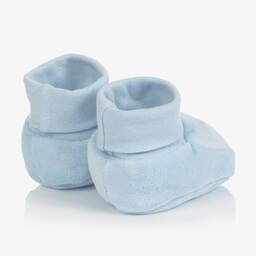 Caramelo Kids-Pale Blue Velour Baby Booties  | Childrensalon Outlet