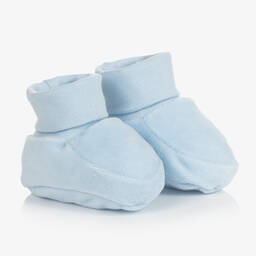 Caramelo Kids-Pale Blue Velour Baby Booties  | Childrensalon Outlet